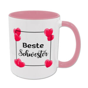 Beste Schwester - Tasse - HTH - rosa