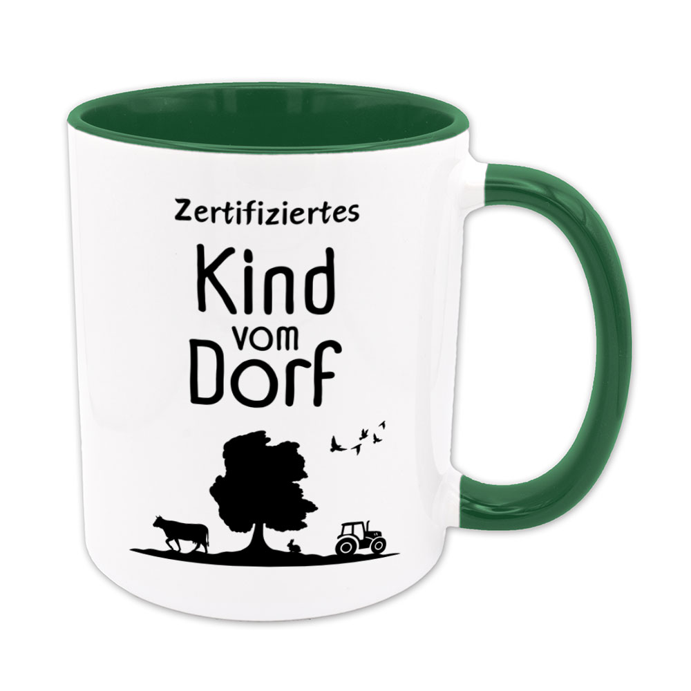 Zertifiziertes Kind vom Dorf - Tasse - Dunkelgrün