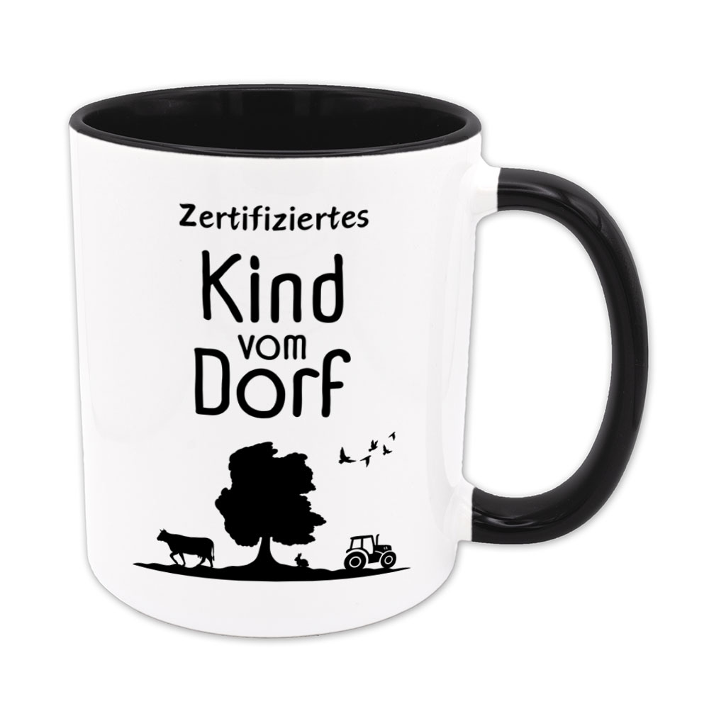 Zertifiziertes Kind vom Dorf - Tasse - schwarz