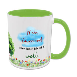 Mein Sauerland - Hier fühle ich mich woll - Tasse - hellgrün