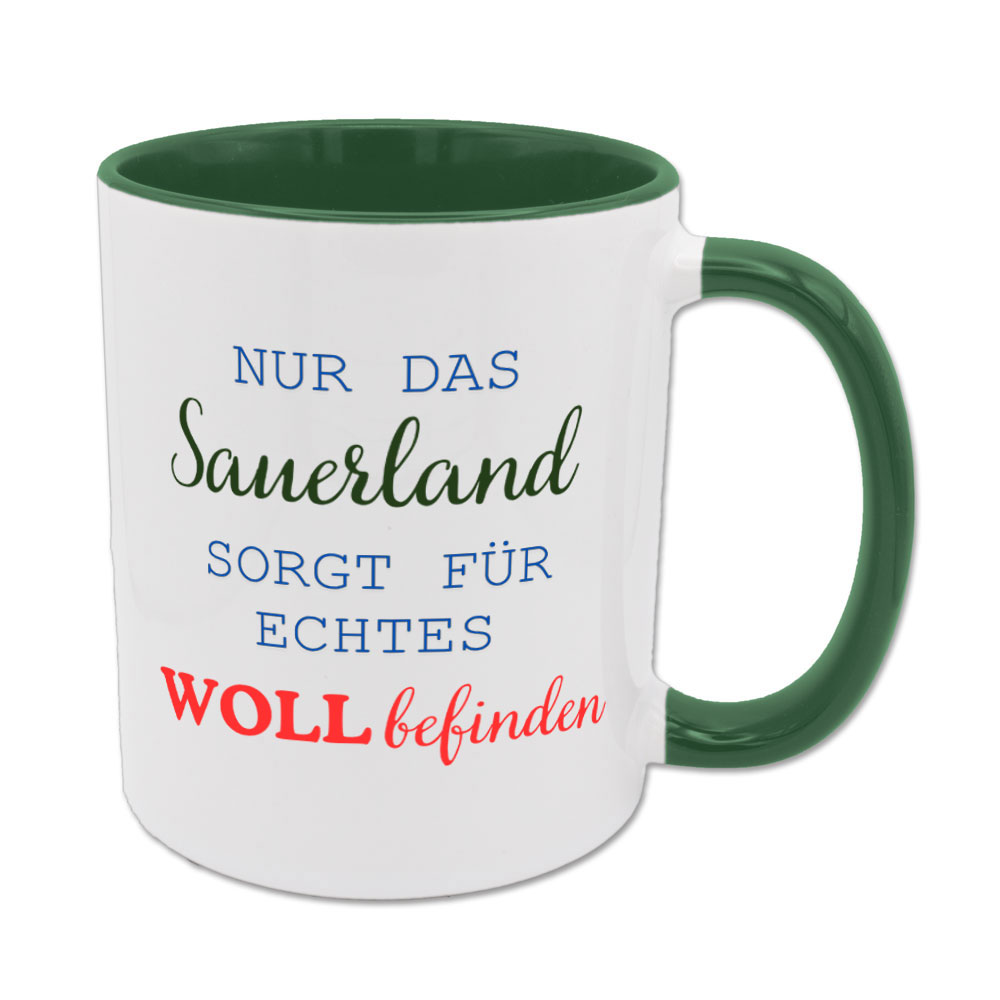 Nur das Sauerland sorgt für echtes Wollbefinden - Tasse - grün