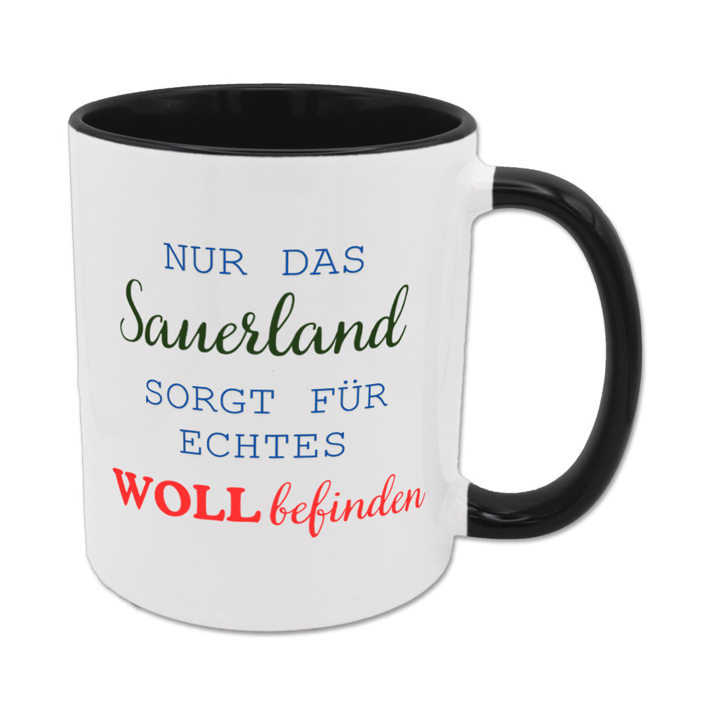 Nur das Sauerland sorgt für echtes Wollbefinden - Tasse - schwarz