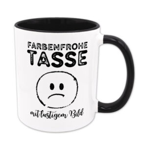 Farbenfrohe Tasse mit lustigem Bild - Tasse - schwarz