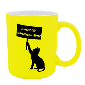 Freiheit für Schrödingers Katze - Neon-Tasse - gelb