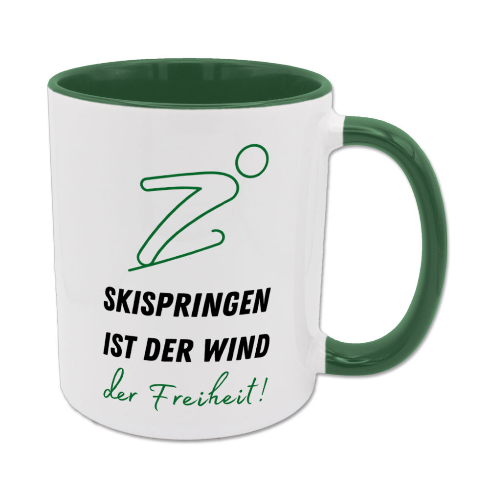 Skispringen ist der Wind der Freiheit! - Tasse - dunkelgrün