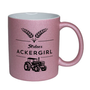Stolzes Ackergirl - Glitzertasse - rosa