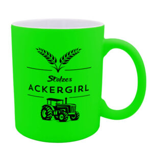 Stolzes Ackergirl - Neon-Tasse - grün