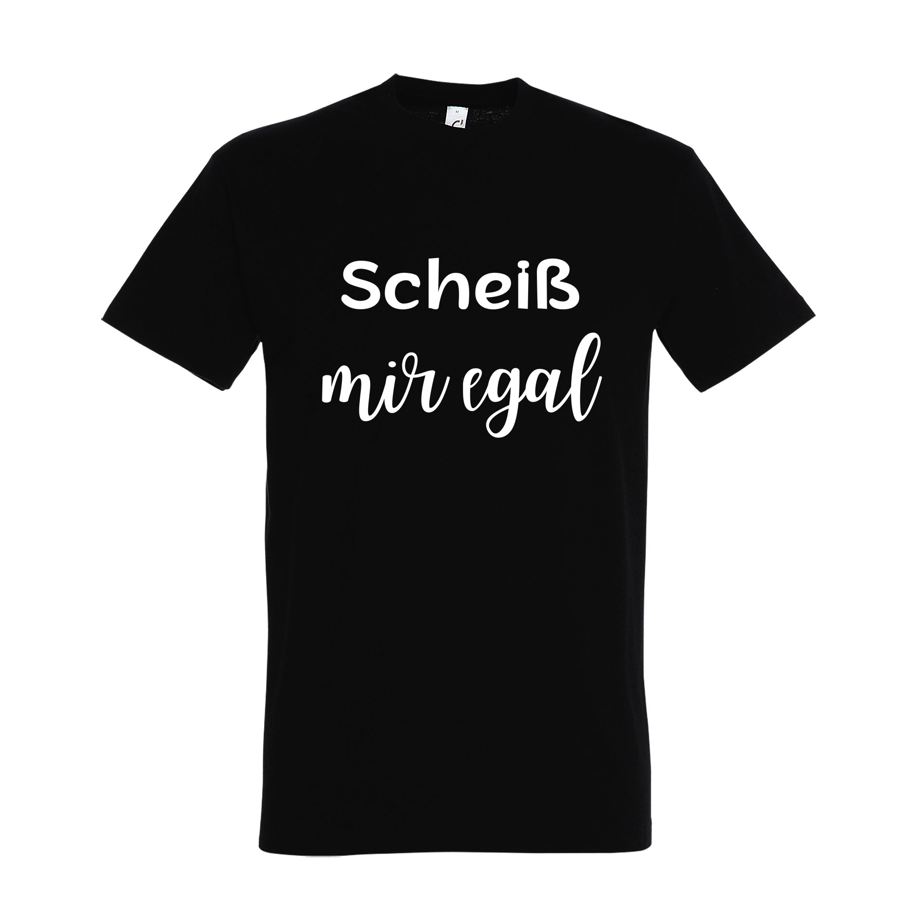 T-Shirt mit Spruch "Scheiß mir egal" - schwarz - alle Größen bis auf XS