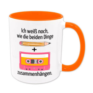 Ich weiß noch, wie die beiden Dinge zusammenhängen. - Tasse - orange