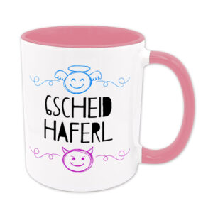 Gscheidhaferl - Tasse - Engelchen & Teufelchen - rosa