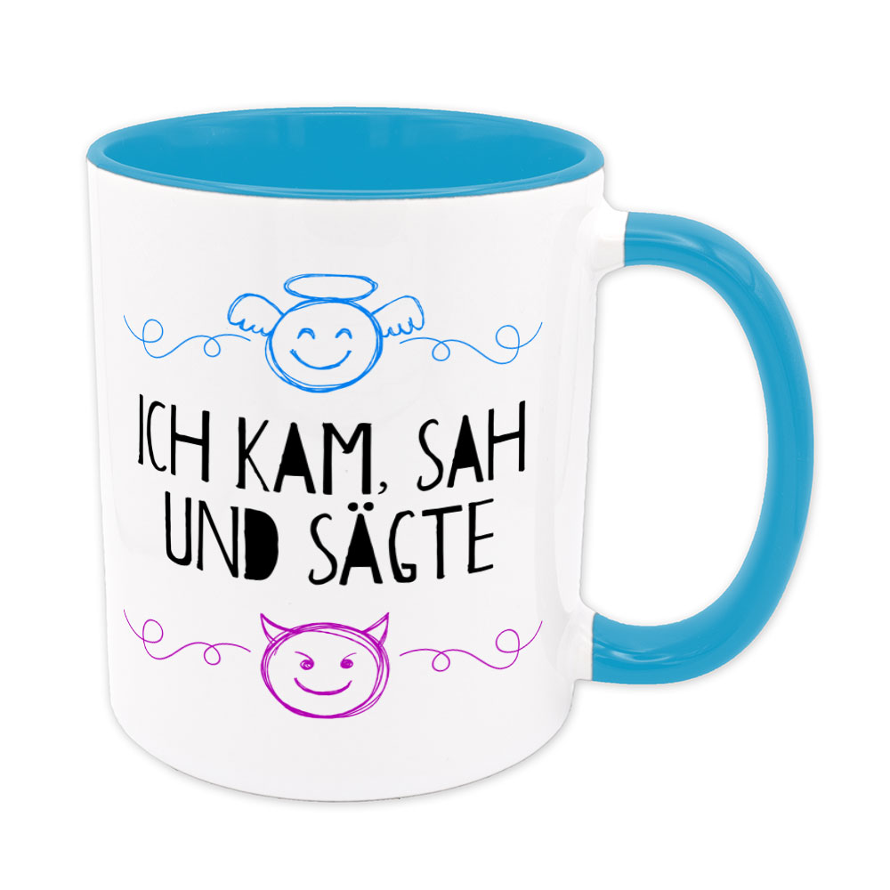 Ich kam, sah und sägte - Tasse für Holzwürmer - hellblau