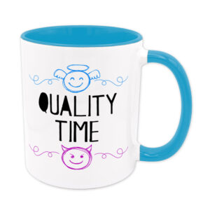 Quality Time - Tasse - Engel & Teufel - hellblau