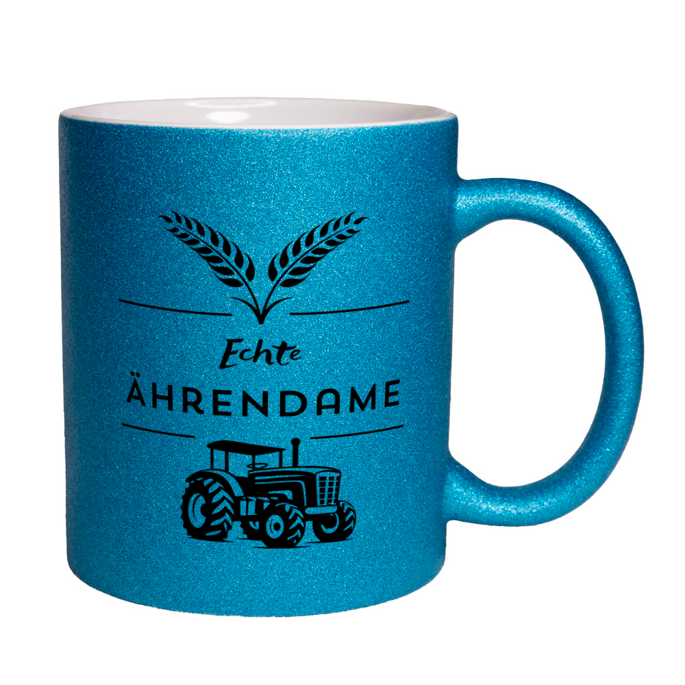 Echte Ährendame - Tasse - Glitzertasse blau
