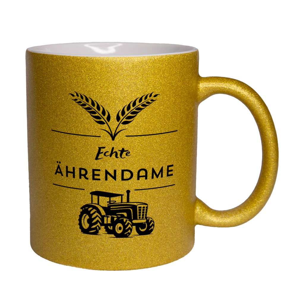 Echte Ährendame - Tasse - Glitzertasse goldgelb