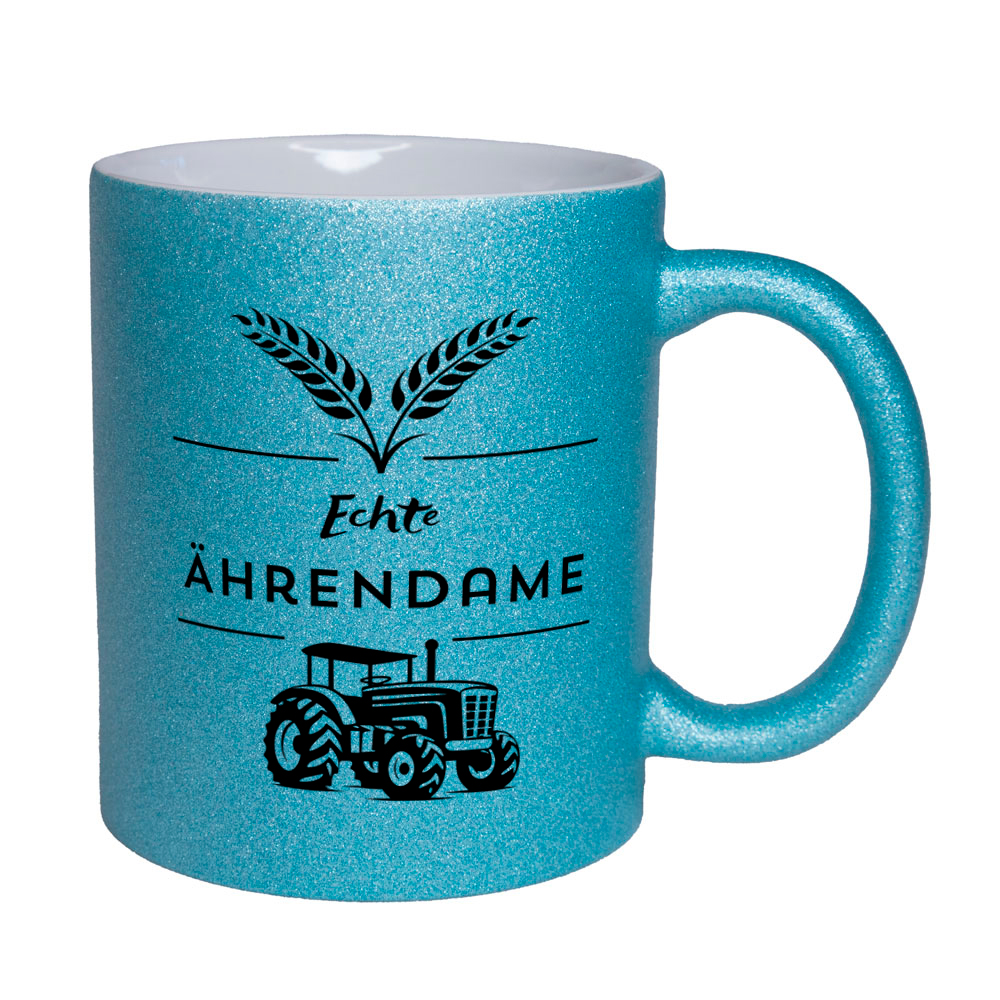 Echte Ährendame - Tasse - Glitzertasse hellblau