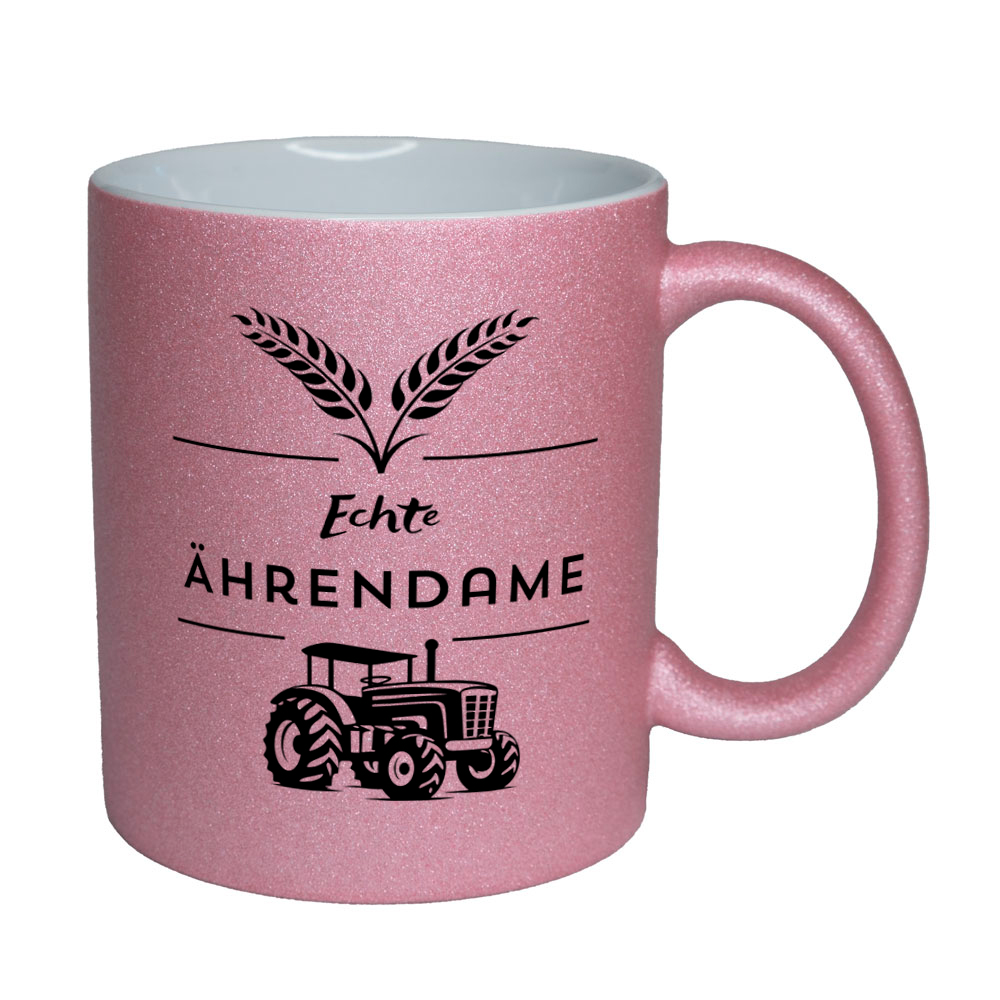 Echte Ährendame - Tasse - Glitzertasse rosa