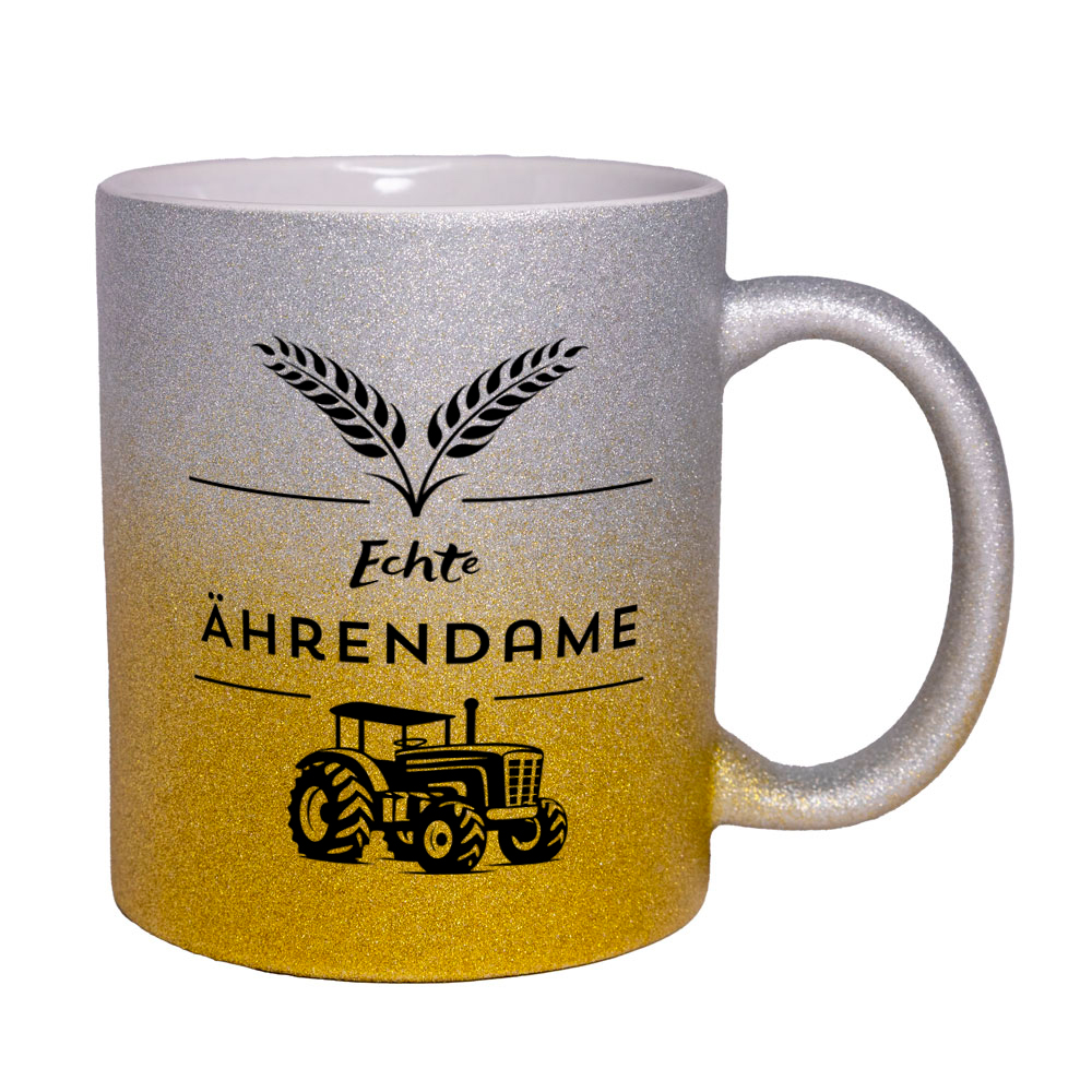 Echte Ährendame - Tasse - Glitzertasse goldgelb-silber