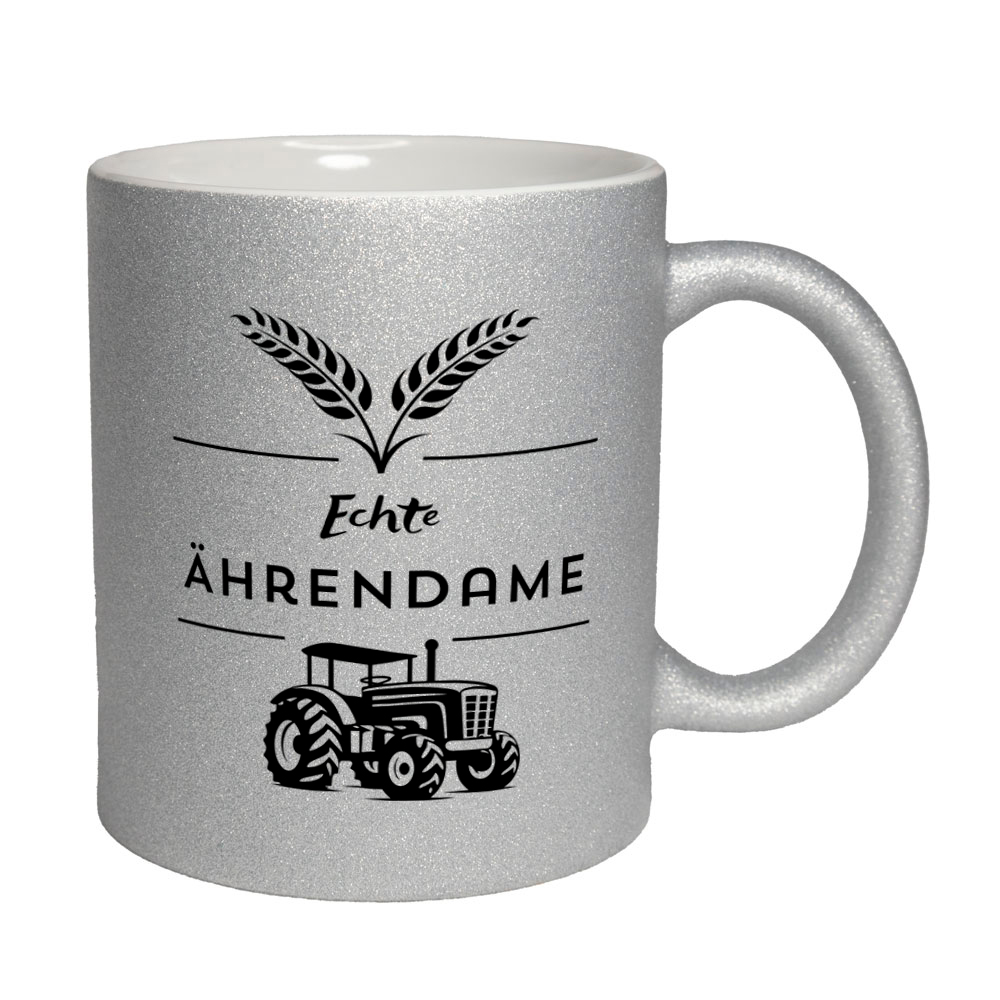 Echte Ährendame - Tasse - Glitzertasse silber