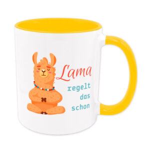 Lama regelt das schon - Tasse - goldgelb