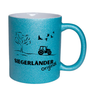Siegerländer Original - Tasse - Glitzertasse hellblau