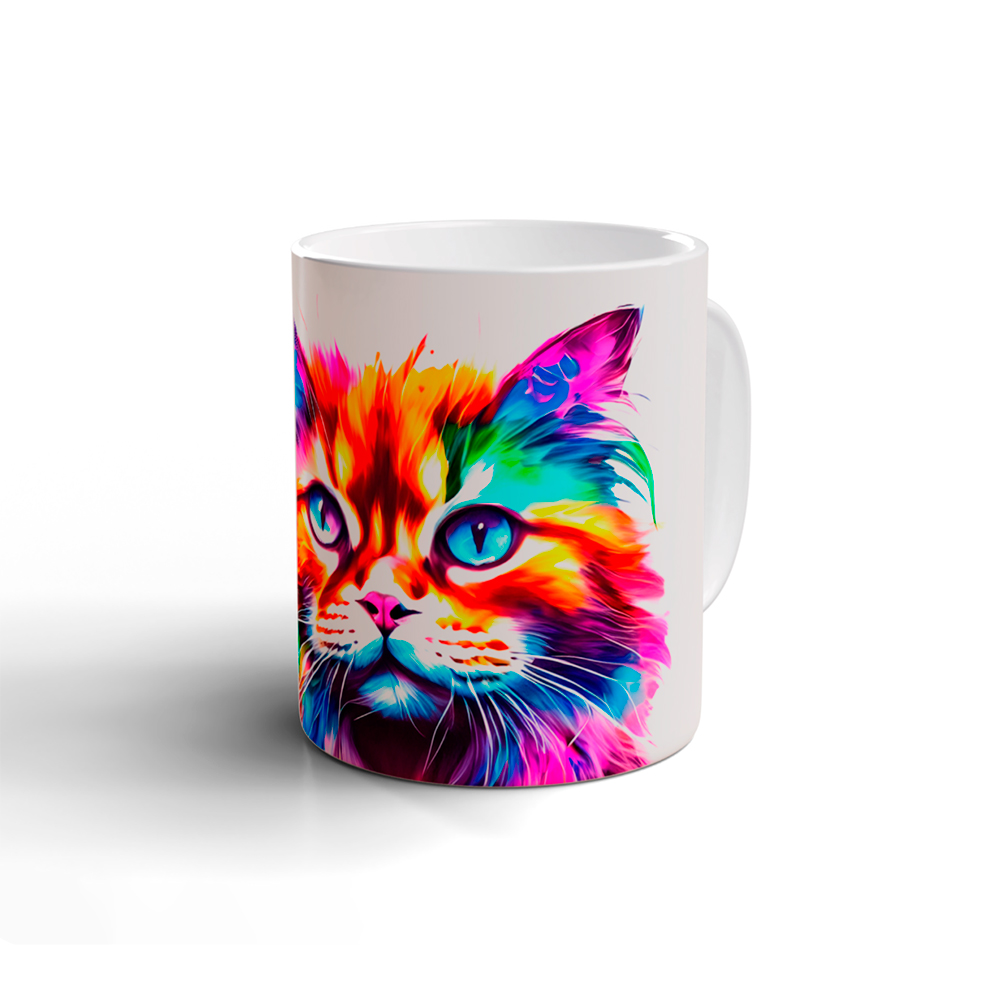 Color Cats: Katze Audrey - bunte Katze - Tasse - weiss