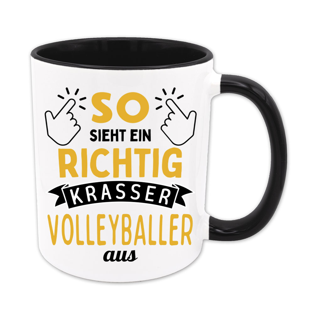 So sieht ein richtig krasser Volleyballer aus - Tasse - schwarz