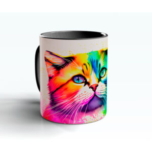 Color Cats: Katze Ruby - bunte Katze - Tasse - schwarz