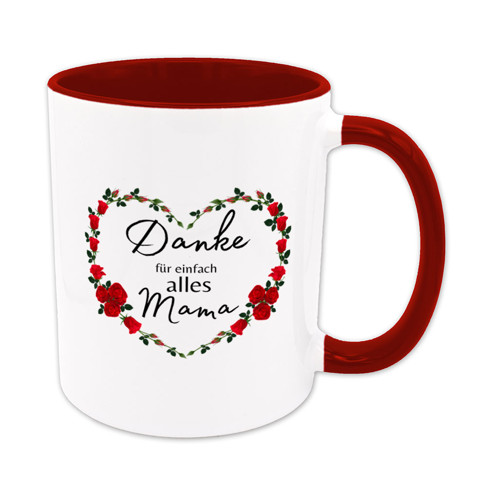Danke für einfach alles Mama - Tasse - Geschenk - dunkelrot