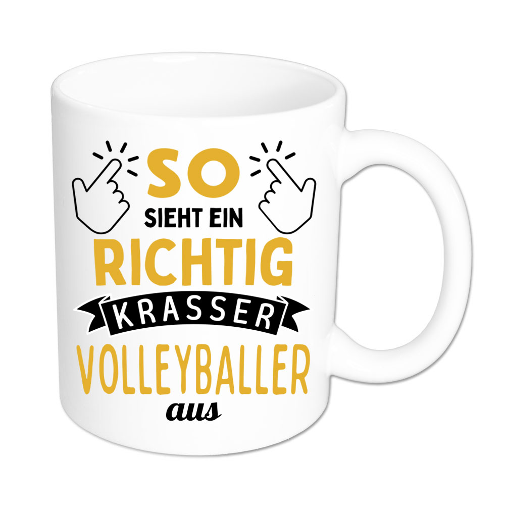 So sieht ein richtig krasser Volleyballer aus - Tasse - weiss