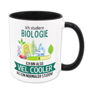 Ich studiere Biologie, ich bin also viel cooler als ein normaler Student - Tasse - schwarz