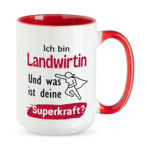 Ich bin Landwirtin. Und was ist deine Superkraft? - XL-Tasse - große Tasse - rot