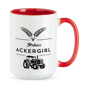 Stolzes Ackergirl - XL-Tasse - große Tasse - Treckertasse - rot