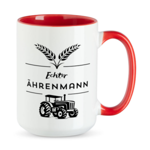 Echter Ährenmann - XL-Tasse - große Tasse - Landwirt - Treckertasse - rot