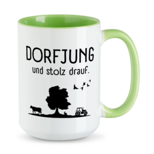 Dorfjung und stolz drauf - XL-Tasse - große Tasse - Traktortasse - XL-Tasse hellgrün