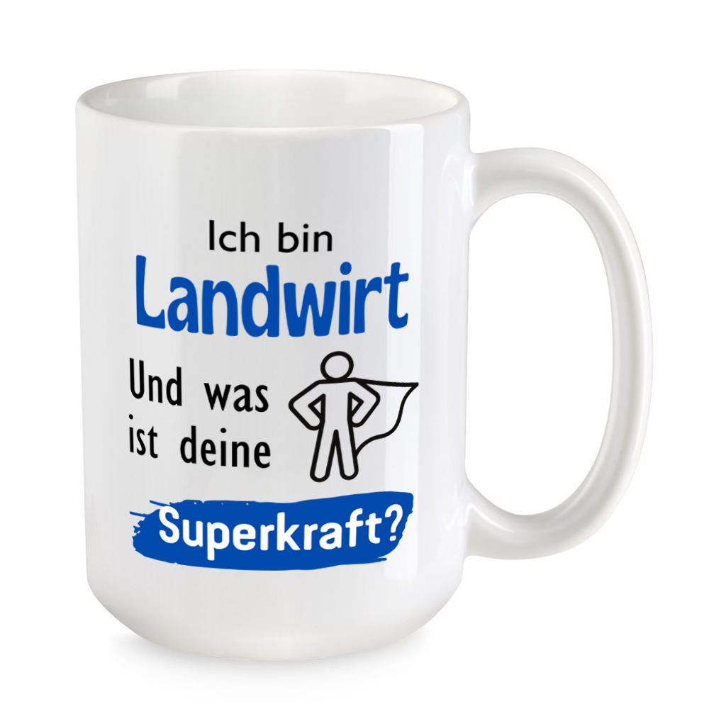 Ich bin Landwirt. Und was ist deine Superkraft? - XL-Tasse - große Tasse - weiss