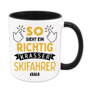 So sieht ein richtig krasser Skifahrer aus - Tasse - schwarz