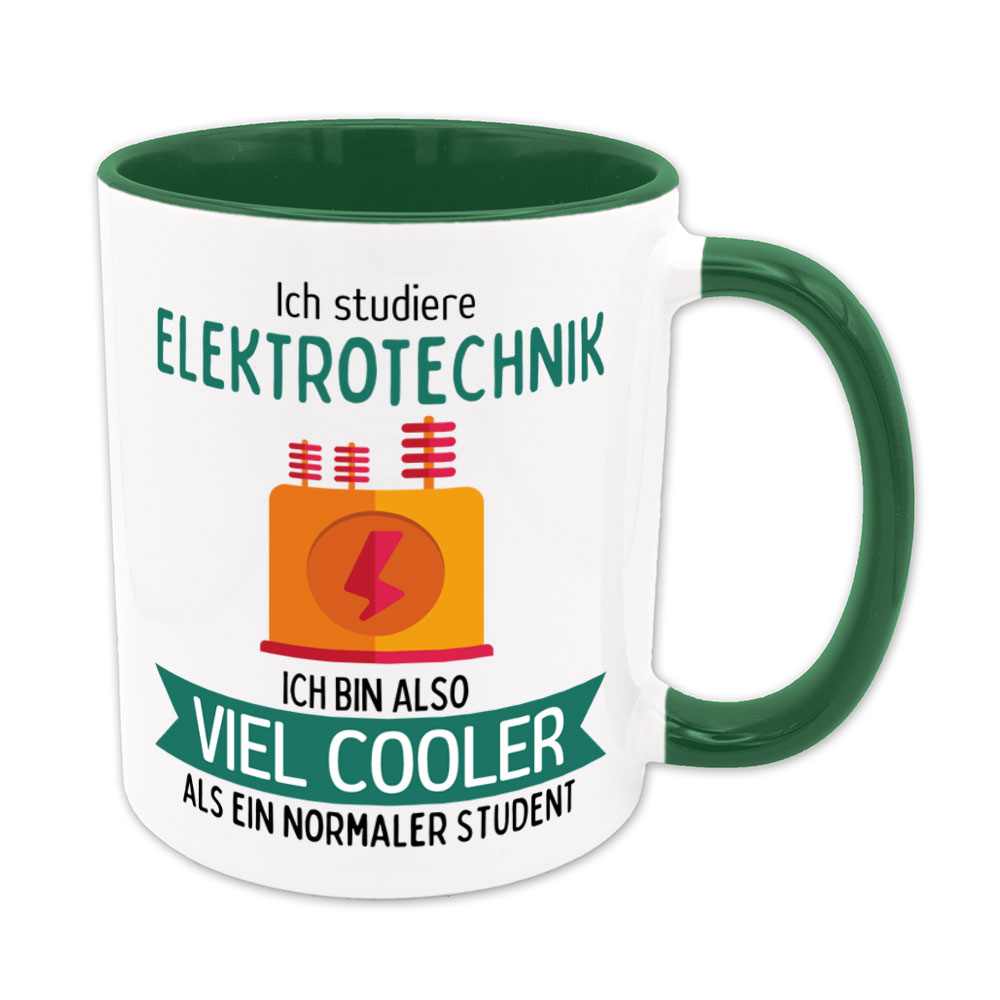 Ich studiere Elektrotechnik, ich bin also viel cooler... - Studententasse - grün