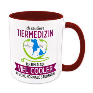 Ich studiere Tiermedizin, ich bin also viel cooler als eine normale Studentin - Tasse - dunkelrot