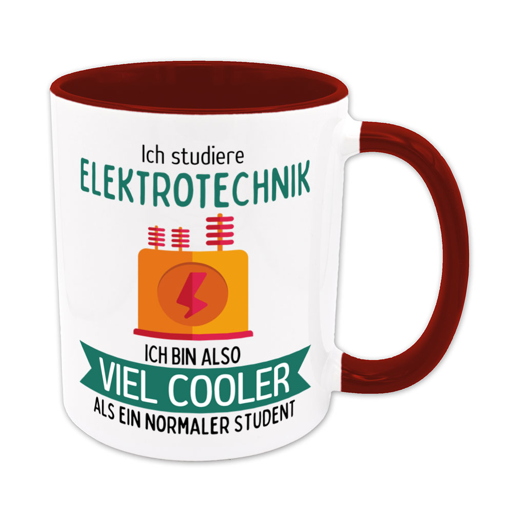 Ich studiere Elektrotechnik, ich bin also viel cooler... - Studententasse - dunkelrot