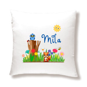 Namenskissen für Kinder - individualisierbar - Eule - Eichhörnchen