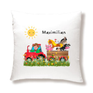 Namenskissen für Kinder - individualisierbar - Traktor - Tiere