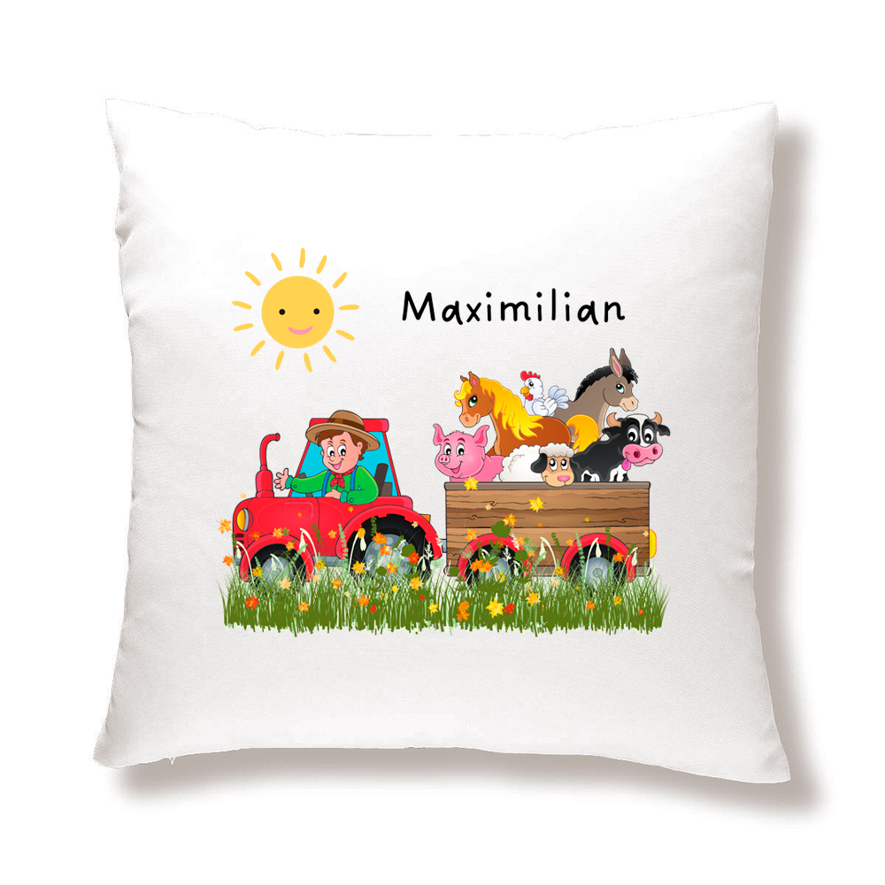 Namenskissen für Kinder - individualisierbar - Traktor - Tiere