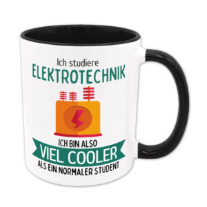 Ich studiere Elektrotechnik, ich bin also viel cooler... - Studententasse - schwarz