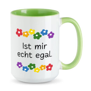 Ist mir echt egal - Blumen - XL-Sprüchetasse - Kaffeebecher - hellgrün