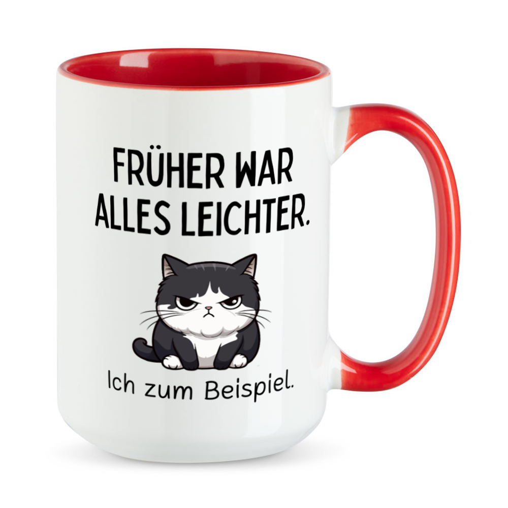 Früher war alles leichter. Ich zum Beispiel. - XL-Tasse - große Sprüchetasse - rot