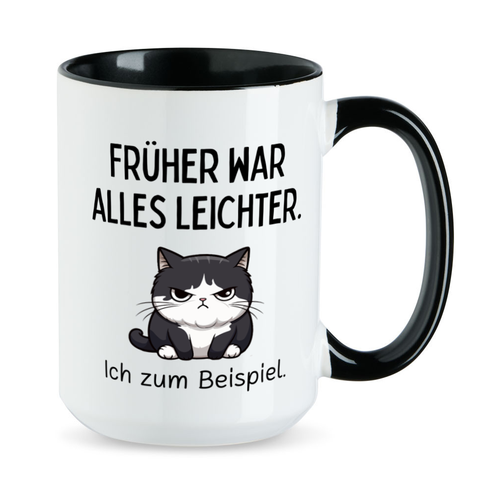 Früher war alles leichter. Ich zum Beispiel. - XL-Tasse - große Sprüchetasse - schwarz