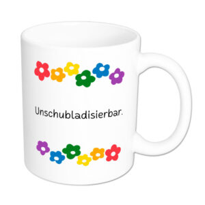 Unschubladisierbar - Blumen - lustige Sprüchetasse - Kaffeebecher - weiss