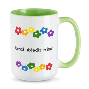 Unschubladisierbar - Blumen - lustige XL-Sprüchetasse - Kaffeebecher - hellgrün