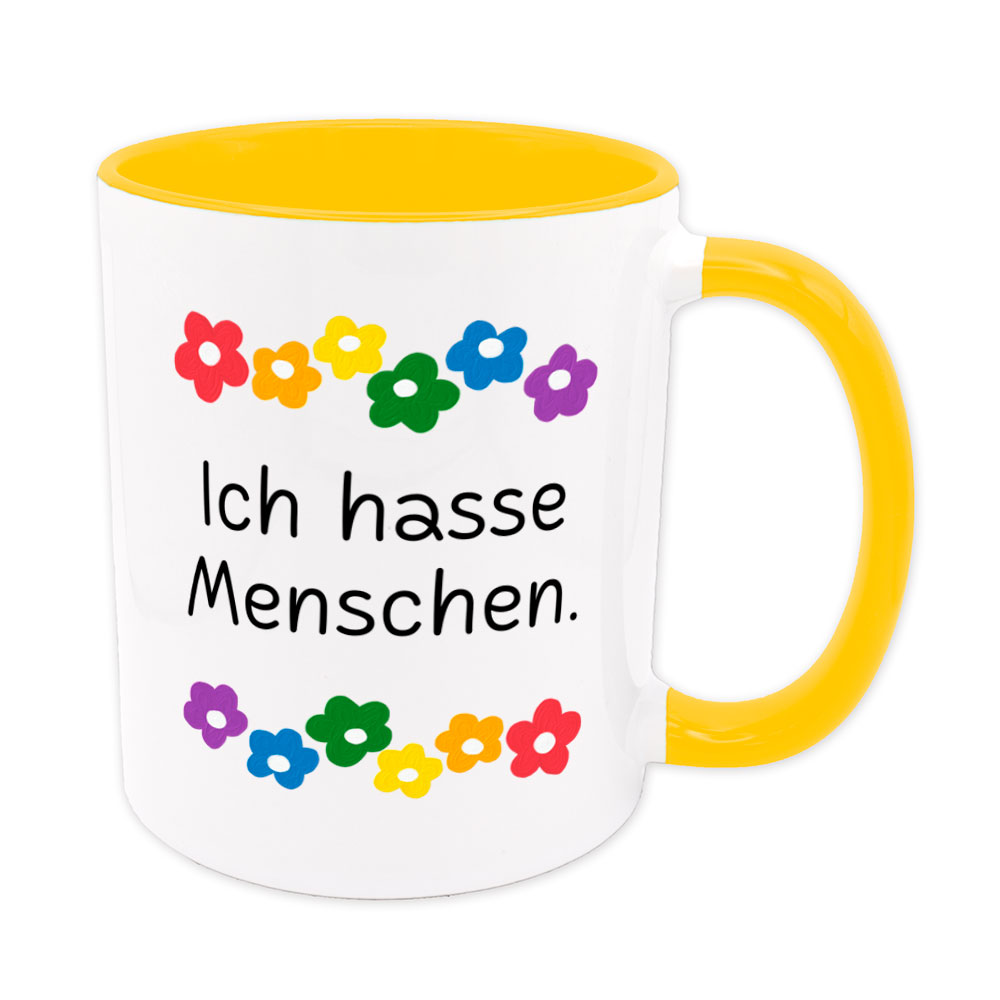 Ich hasse Menschen. - Blumen - lustige Sprüchetasse - Kaffeebecher – Bild 3