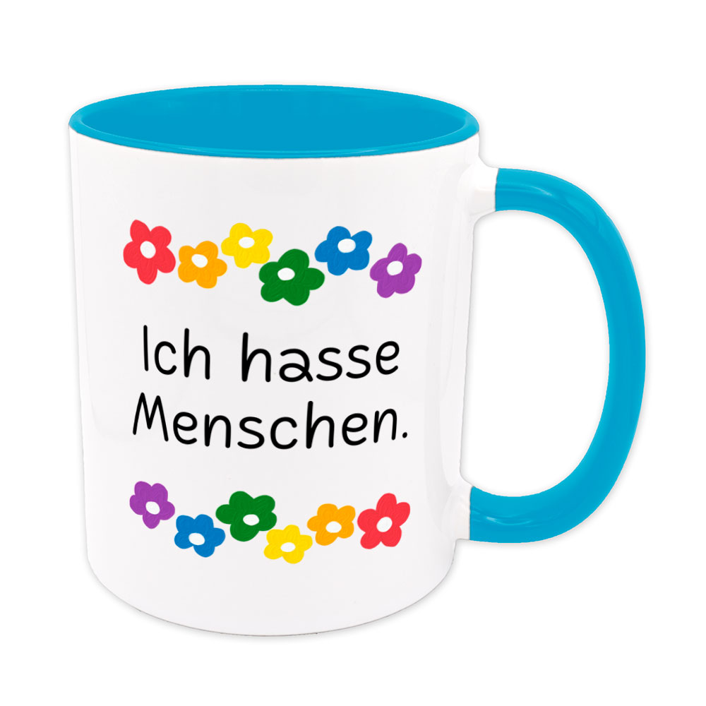 Ich hasse Menschen. - Blumen - lustige Sprüchetasse - Kaffeebecher – Bild 2